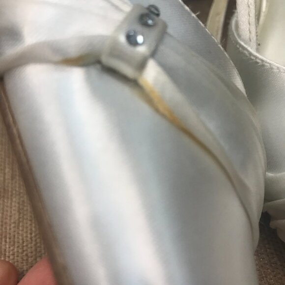 Dye-Able White Bling Rhinestone Satin Slingback D'Orsay, Formal Pump Wedding - Picture 7 of 16